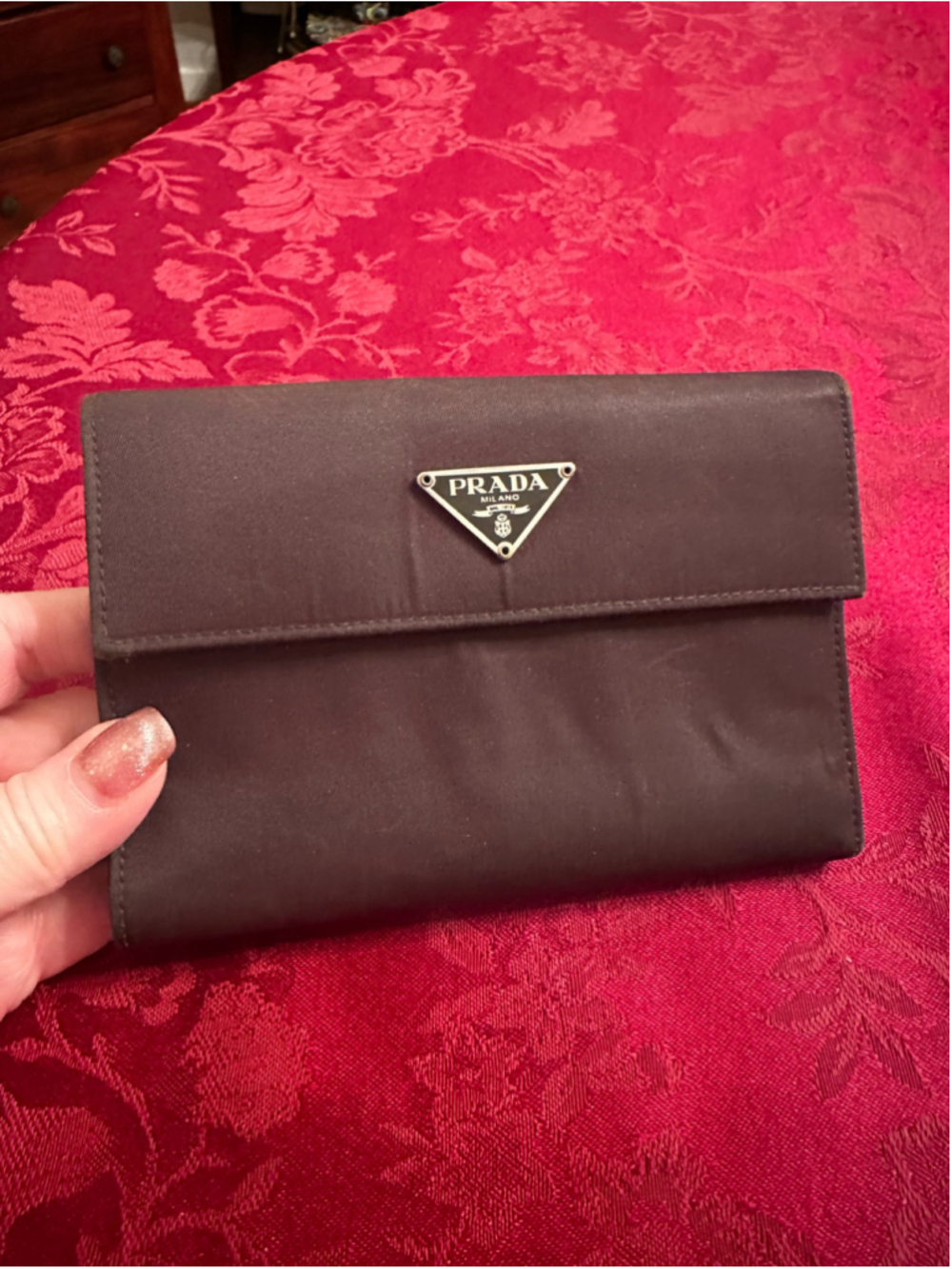 Prada Brown Nylon & Leather Compact Wallet